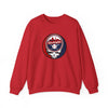 Red crewneck sweatshirt with circular Washington logo graphic at center chest