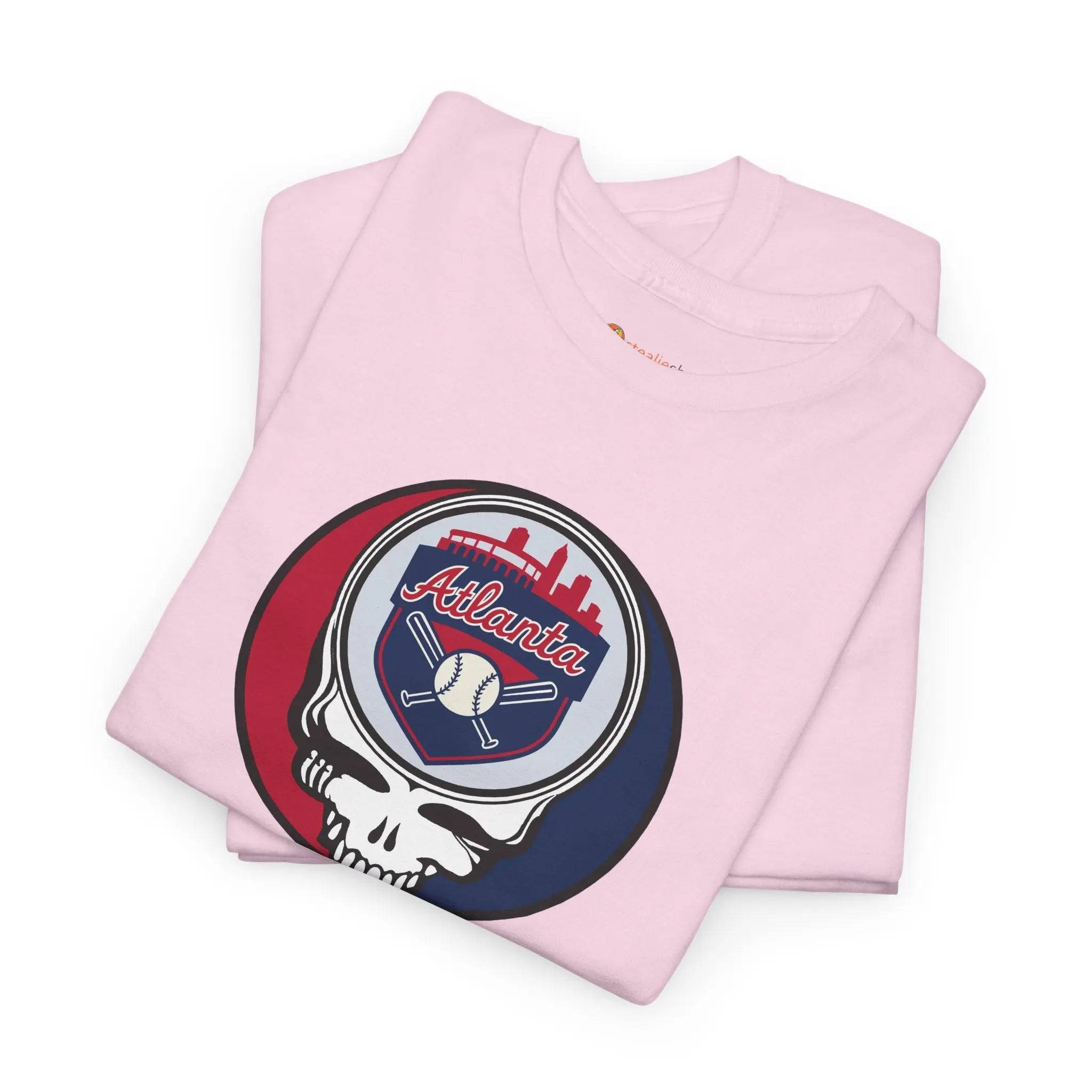 Atlanta Braves StealieT-shirt in light pink with Stealie skull circular logo on front