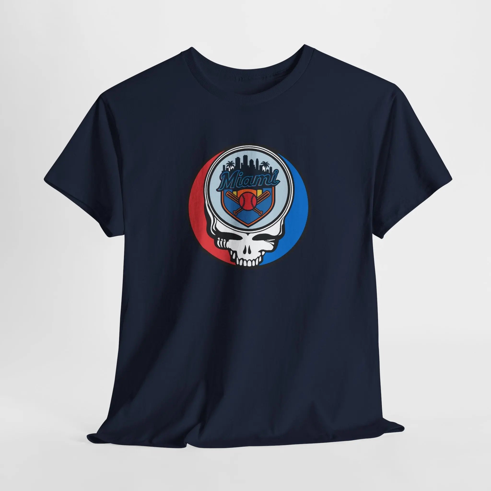 Miami Marlins Stealie T-shirt, navy, crew neck with circular skull team emblem
