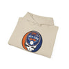 Sand color hoodie with adjustable hood, front pouch pocket, New York Mets logo patch