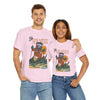Light pink T-shirt with Ski New Mexico retro ski graphic on the chest
