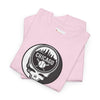 Light pink Chicago Stealie skull T-shirt with circular logo graphic on chest