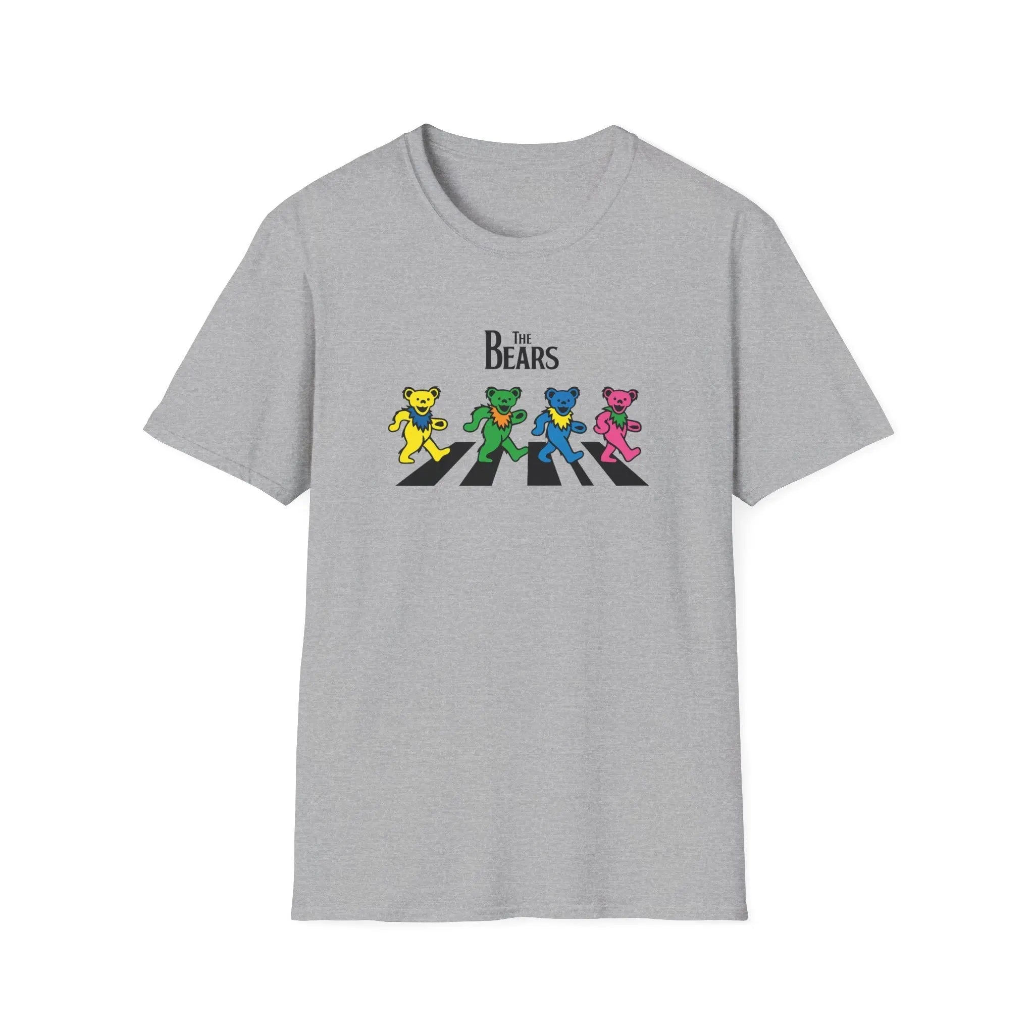 Grey graphic T-shirt with “The Bears” logo and four colorful cartoon bear figures