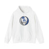 Los Angeles Dodgers white hoodie, front LA Stealie logo, pullover hood and pocket