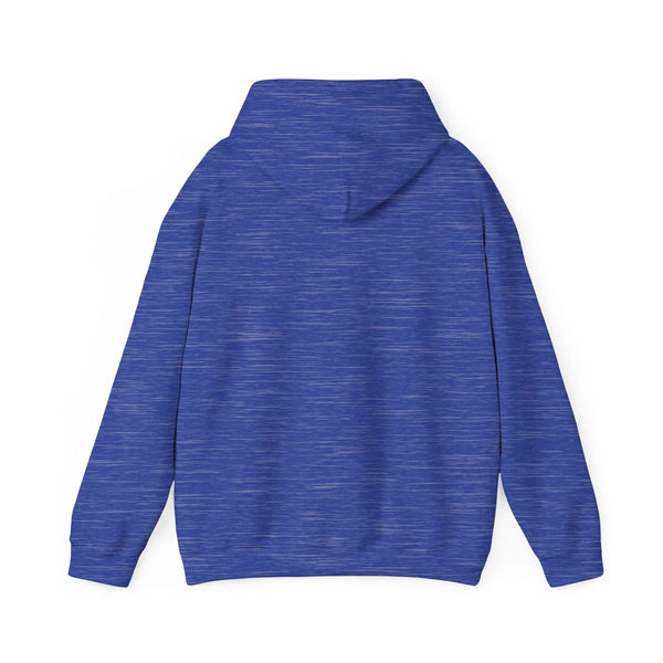 Heather blue bear hoodie with front kangaroo pocket and drawstring hood