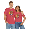 Red football t-shirt with circular M helmet logo graphic and 'FOOTBALL' text