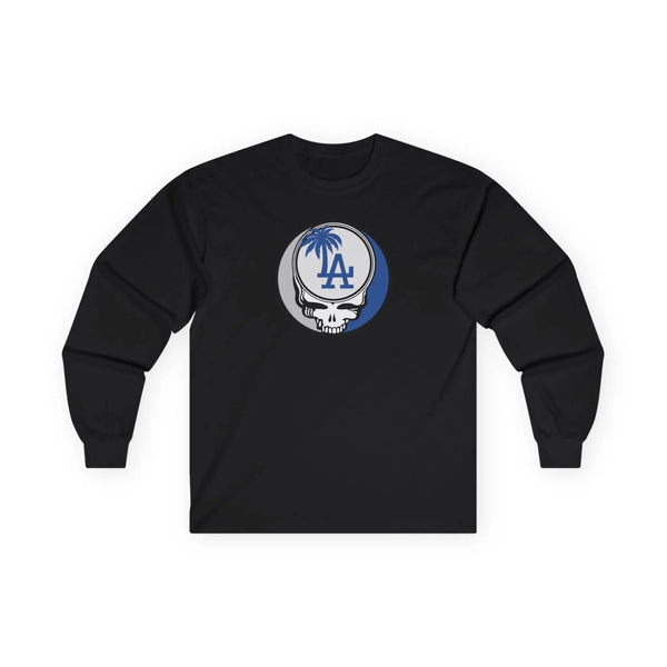 Black long sleeve T-shirt with circular LA skull logo