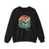 Black crewneck sweatshirt with waterski graphic and 'Life is dead' front print