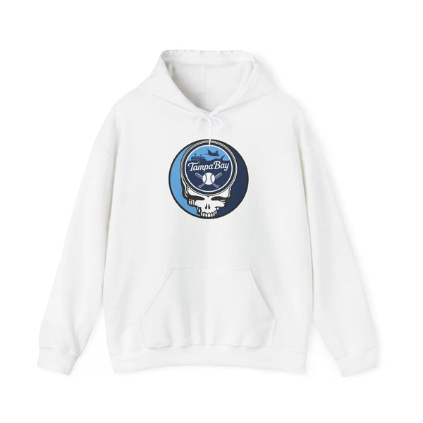 White Tampa Bay Rays hoodie with front pouch and round team logo