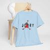 Cotton T-shirt in light blue with front graphic print and short sleeves