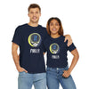 Navy Stealie logo T-shirt with circular skull graphic and “Philly” text on chest