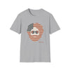 Gray crewneck T-shirt with patriotic bearded skull graphic, "Life is dead"