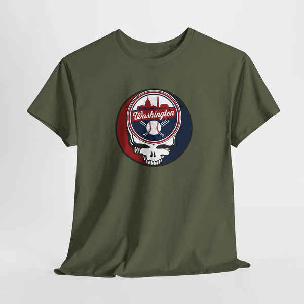 Men's olive green T-shirt with Washington Stealie graphic on the chest