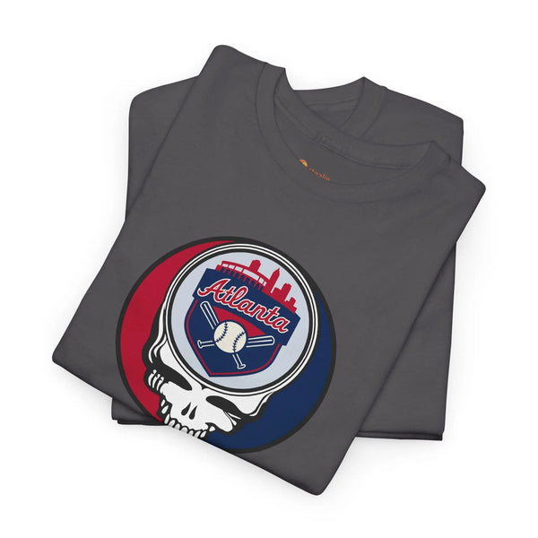 Atlanta Braves StealieT-shirt in charcoal grey with Stealie skull circular logo on front