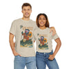 Sand beige T-shirt with Ski New Mexico retro ski graphic on the chest