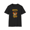 Black T-shirt with front graphic of wolf head and “Grateful Dead” lettering
