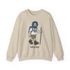 Light sand crewneck sweatshirt, front graphic print and long sleeves