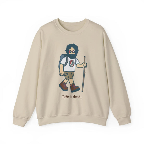 Light sand crewneck sweatshirt, front graphic print and long sleeves