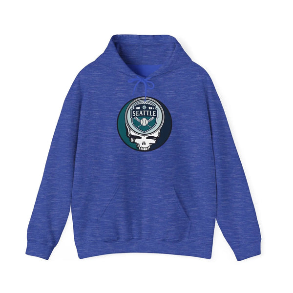 Seattle Mariners hoodie in blue with front circular logo, hood drawstring, kangaroo pocket