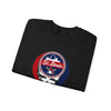 Black crewneck sweatshirt featuring St. Louis logo skull graphic on chest