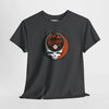 Dark gray graphic T-shirt with round Stealie skull Baltimore Orioles logo
