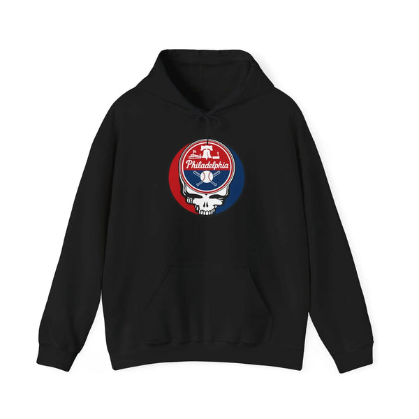 Black Philadelphia Phillies hoodie with kangaroo pocket and circular logo
