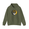 Military green Pittsburgh hoodie with front pouch pocket, drawstring hood, and Stealie logo