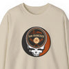 Light sand Giants crewneck sweatshirt with San Francisco Stealie-style graphic