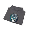 Dark gray hooded sweatshirt with Seattle Mariners Stealie graphic on the chest