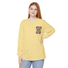 Butter yellow long-sleeve T-shirt with small front festival skull emblem