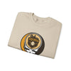 Sand crewneck sweatshirt, long sleeves, featuring San Diego skull graphic centered