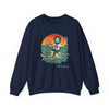 Navy crewneck sweatshirt with waterski graphic centered on the front