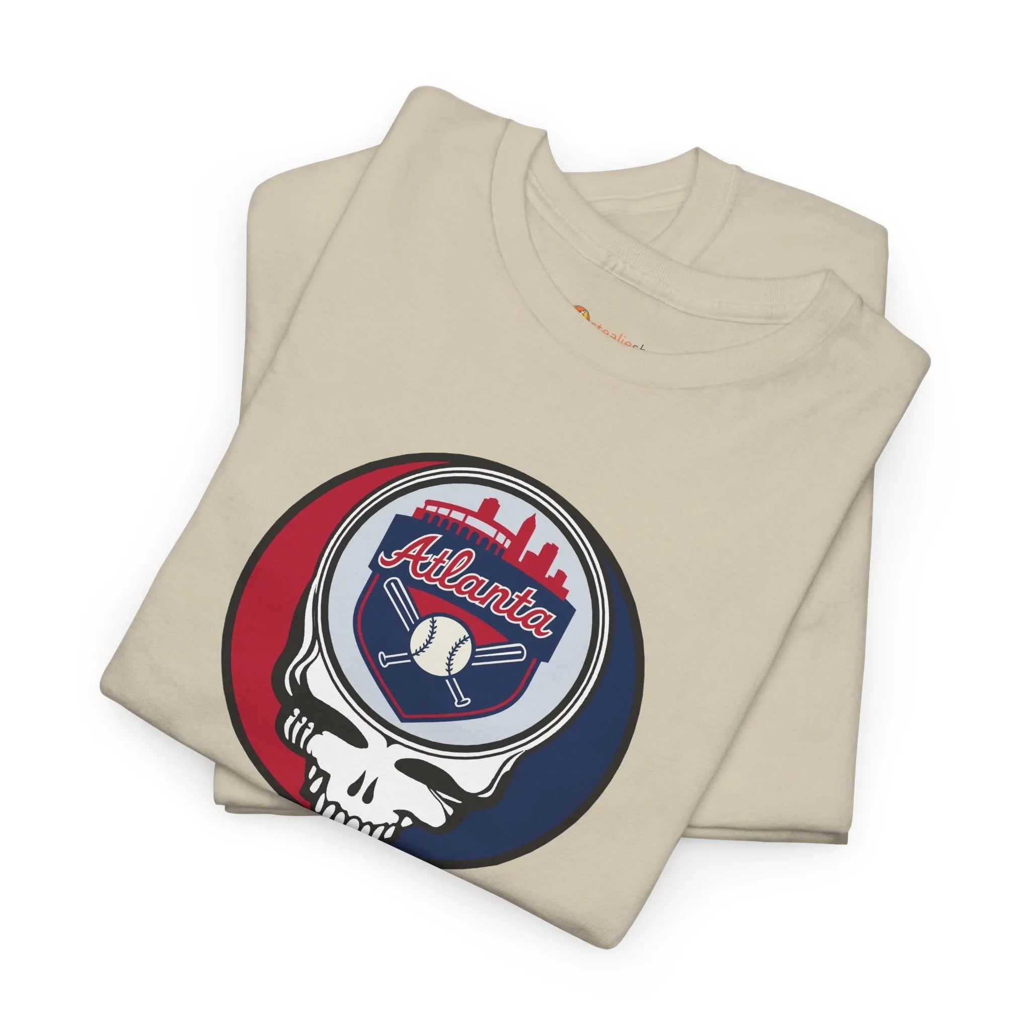 Atlanta Braves StealieT-shirt in sand beige with Stealie skull circular logo on front