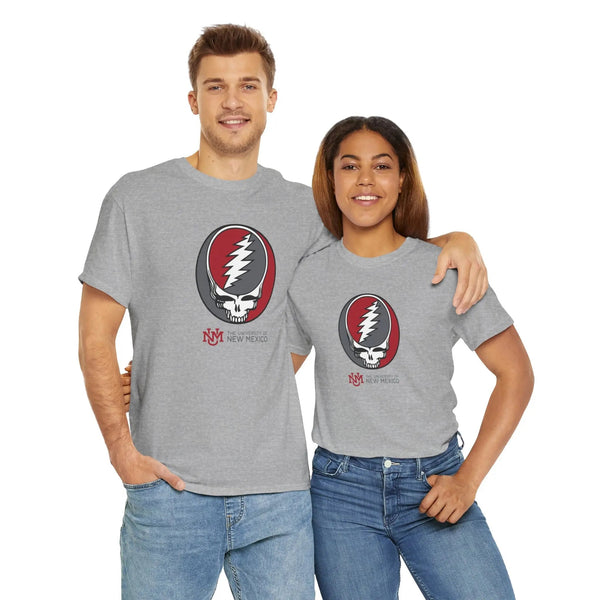 Heather gray Dead T-shirt with skull lightning graphic on front