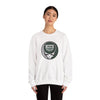 White crewneck sweatshirt with Jeep logo front graphic