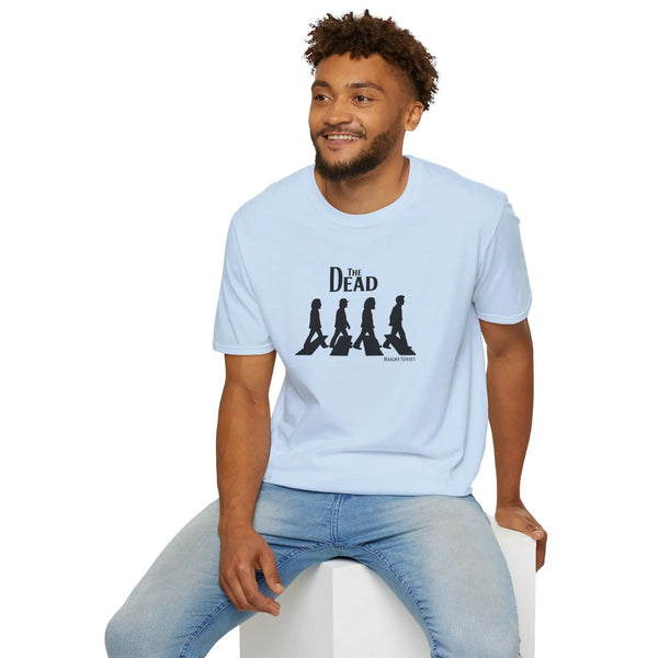 Light blue crewneck T-shirt with black crosswalk silhouette graphic