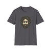 Charcoal crewneck T-shirt with bearded skull graphic front print