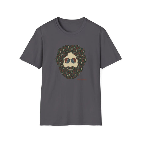 Charcoal crewneck T-shirt with bearded skull graphic front print