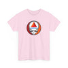 Light pink T-shirt with circular Boston skull graphic at chest