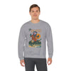 Sport grey crewneck sweatshirt with front ski graphic and ribbed cuffs