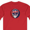 Red long-sleeve T-shirt with St. Louis circular logo graphic on chest