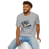 Heather gray graphic T-shirt with colorful cartoon truck and character front print
