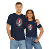 Navy Dead T-shirt with skull lightning graphic on front