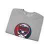Sport grey crewneck sweatshirt featuring a large circular Boston skull logo