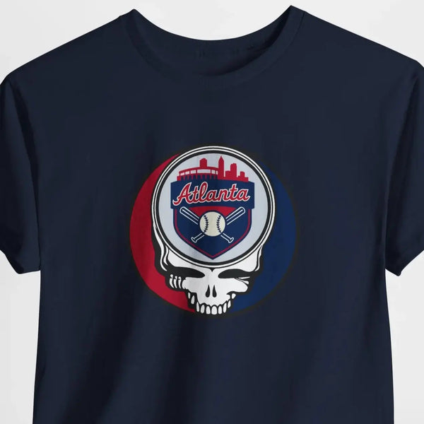 Atlanta Braves StealieT-shirt in dark navy with circular Stealie skull logo on front