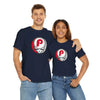Navy short-sleeve T-shirt with circular P skull team logo