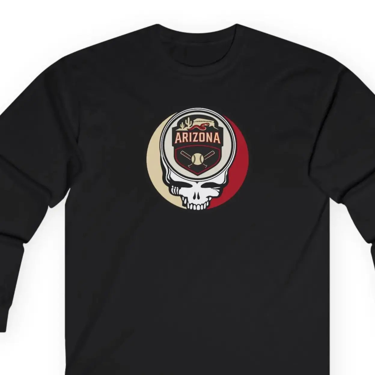 Black long sleeve T-shirt with Arizona Diamondbacks Stealie skull logo