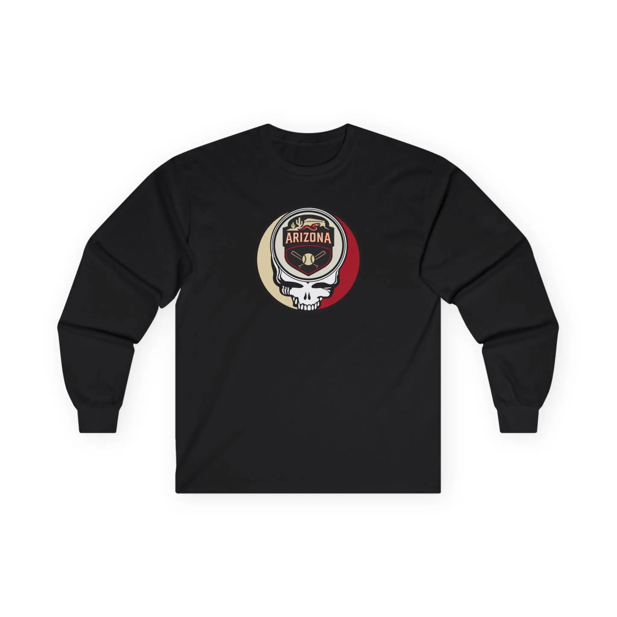Black long sleeve T-shirt with circular Arizona Diamondbacks Stealie skull crest