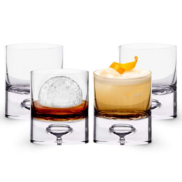 Crystal Bubble Heavy Base Whiskey Glass Tumbler - Set of 4 (9.5oz) For the Bar Lemonsoda Set of 4