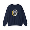 Navy crewneck sweatshirt with circular Milwaukee skull logo graphic
